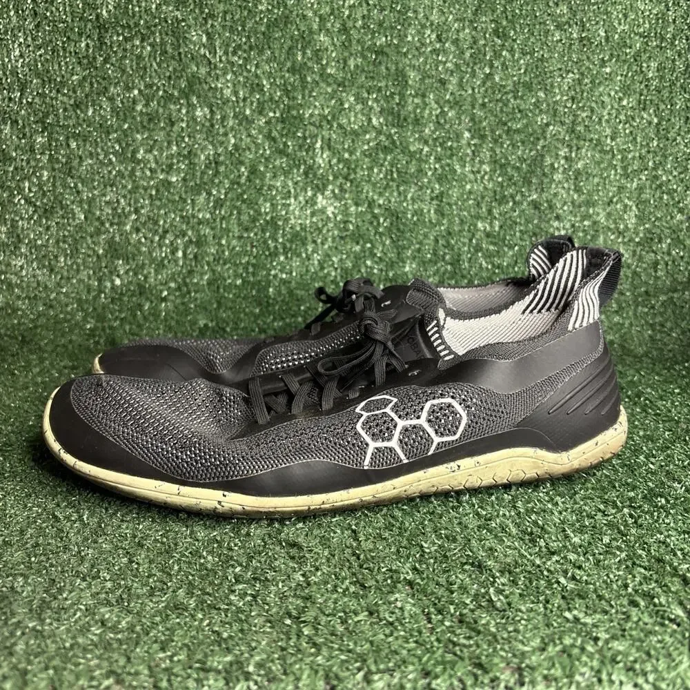 Vivobarefoot Geo Racer Knit Sneakers Black White Mens EU 45 / US 12 Eco Friendly